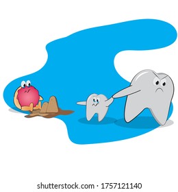 Donut concept illustration that can damage teeth.
