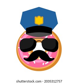 Donut cop isolated. Donut police officer. vector illustration