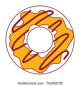 donut with cream glazed in color sections silhouette