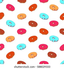 Donut with cream pattern on white background.