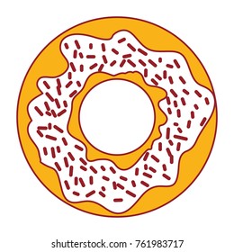 donut with cream and sparks in color sections silhouette