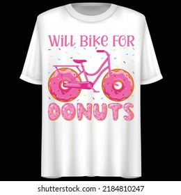 Donut, Cycle, Vector illustration. T-Shirt design.