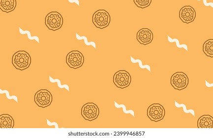 Donut decoration with white wave lines on orange background, suitable for your design and other needs