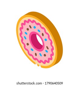 Donut Delicious Baked Snack Icon Vector. Isometric Donut Glazed Chocolate Or Cream And Candy Sprinkle sign. color isolated symbol illustration