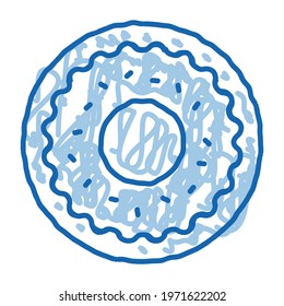 Donut Delicious Baked Snack sketch icon vector. Hand drawn blue doodle line art Donut Glazed Chocolate Or Cream And Candy Sprinkle sign. isolated symbol illustration
