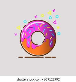 Donut delicious with sprinkles on background.
