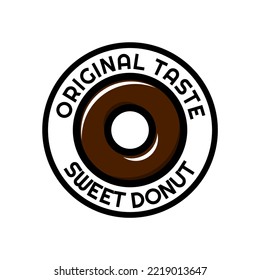 Donut design logo, Chocolate donut illustration, suitable for donut cake business logo