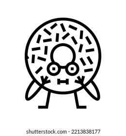 donut dessert character line icon vector. donut dessert character sign. isolated contour symbol black illustration