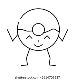 donut dessert character line icon vector. donut dessert character sign. isolated contour symbol black illustration