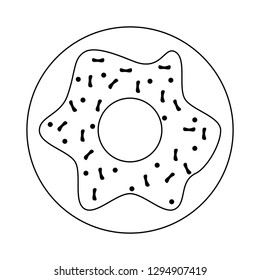 Donut dessert food symbol in black and white