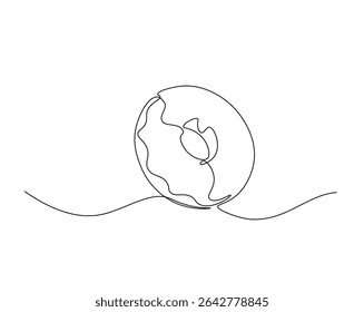 Donut for desset outline drawing illustration. one continuous line drawing of donut cake.