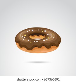 Donut detailed icon isolated on neutral background. Vector art.