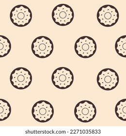 Fressen Sie Futter nahtlos Muster. Einfacher einfarbiger Hintergrund mit wiederholter Vektorgrafik von Doppel-Nuss mit Brinklen auf beigem Hintergrund im Retro-Stil