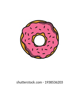 donut doodle icon, vector illustration