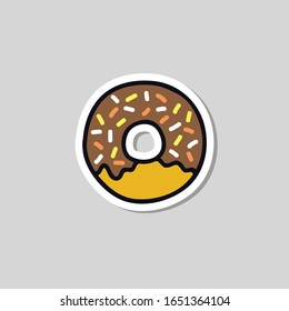 pegatina de doodle de donut, ilustración vectorial