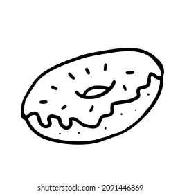 Donut in doodle style. Isolated vector.