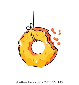 Donut doodle vector filled outline Sticker. EPS 10 file