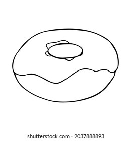 Donut doodles. Hand drawn vector illustration. Donut isolated on white background. Line art.