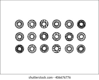 donut doodles set hand drawn vector,illustration