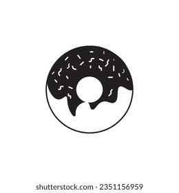 Donut  doughnut with chocolate frosting  sprinkles flat vector icon for food apps and websites
