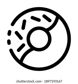 Donut, Doughnut Coffee Shop, Food, Drink And Website Related Outline Icon On A White Background. With Cuts, Cutouts EPS Vector