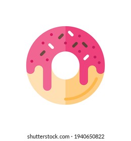 Donut, Doughnut Flat Icon Logo Illustration Vector Isolated. Fast Food and Restaurant Icon-Set. Suitable for Web Design, Logo, App, and Upscale Your Business.