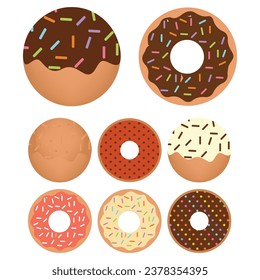 Donut Doughnut Food Clipart Cartoon Set
