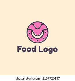 donut doughnut with icon logo design in modern trendy cartoon.
