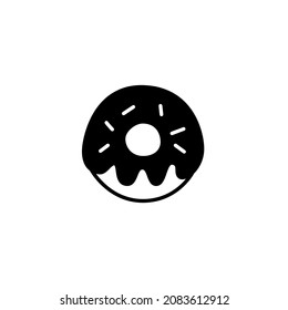 Donut, doughnut  icon symbol in flat black line style, isolated on white background