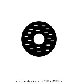 Donut, doughnut  icon symbol in solid black flat shape glyph icon, isolated on white background
