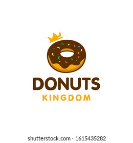 donut doughnut with king crown icon logo design in modern trendy cartoon line style clip art illustration 