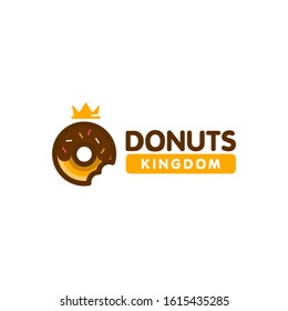 donut doughnut with king crown icon logo design in modern trendy cartoon line style clip art illustration 