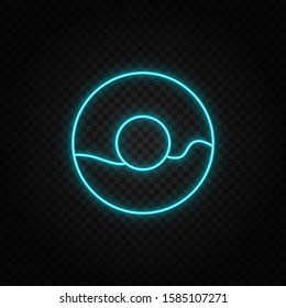 donut, doughnut neon icon. Blue and yellow neon vector icon.