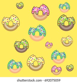 Donut / Doughnut on yellow background ,vector illustration.