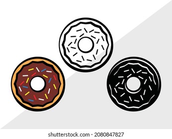 Ilustración de vectores de donut, anillos, impresiones