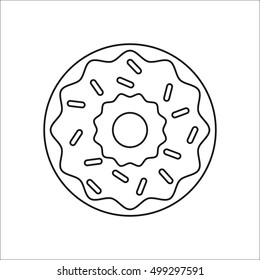 Donut doughnut symbol sign line icon on background