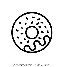 Donut, Doughnut - Thin line icon - Food Icon - EDITABLE STROKE - EPS Vector