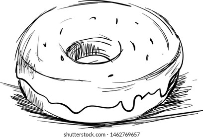 Donut drawing. illustration. vector on white background.