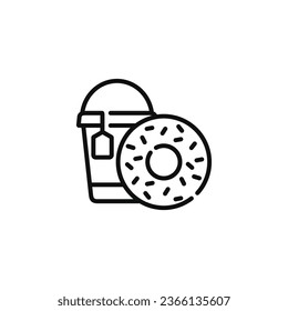 Donut and drink line icon. Fast food line icon isolated on white background