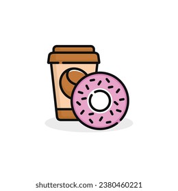 Donut and drink vector illustration. Fast food icon isolated on white background