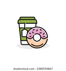Donut and drink vector illustration. Fast food icon isolated on white background