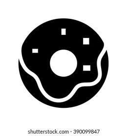 Donut. Fast food vector icon. Black and white illustration.