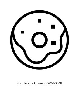 Donut. Fast food vector icon. Black and white illustration.