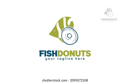 Diseño del logo del pez donut. vector