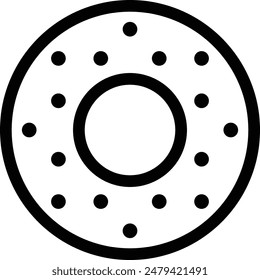 Donut flat black vector icon.