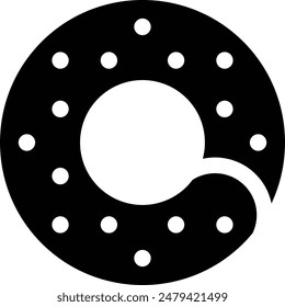 Donut flache schwarze Vektorgrafik Symbol.
