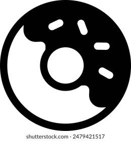Donut flat black vector icon.