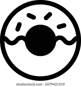 Donut flat black vector icon.