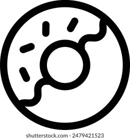 Donut flache schwarze Vektorgrafik Symbol.