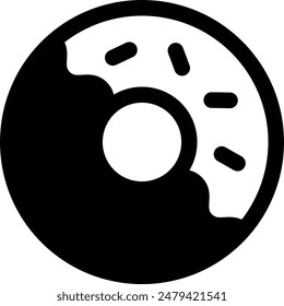 Donut flat black vector icon.